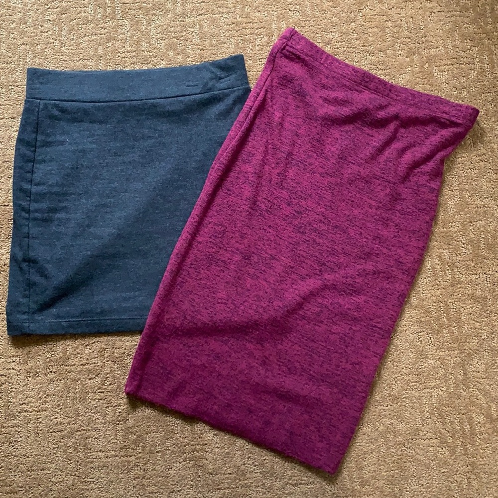 Mini and midi pencil skirt bundle. Grey and maroon